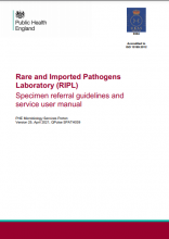 Rare and Imported Pathogens Laboratory (RIPL): Specimen referral guidelines and service user manual